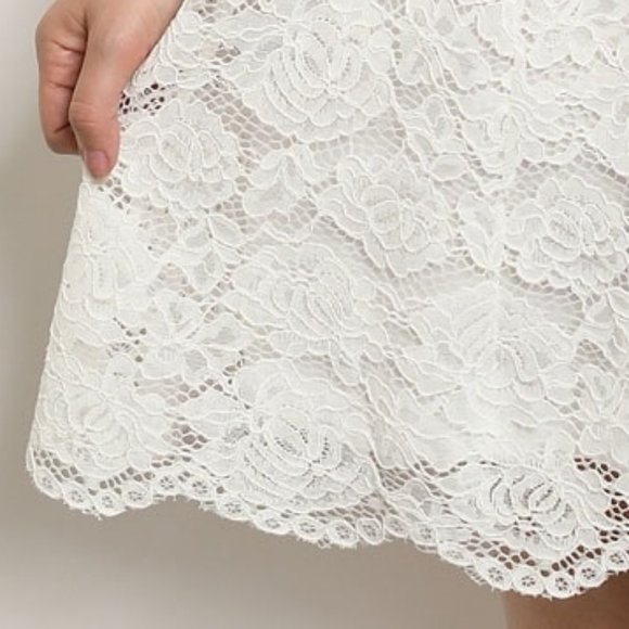 Lace Cotton Eyelet Detail Dress Off White - Picture 7 of 9
